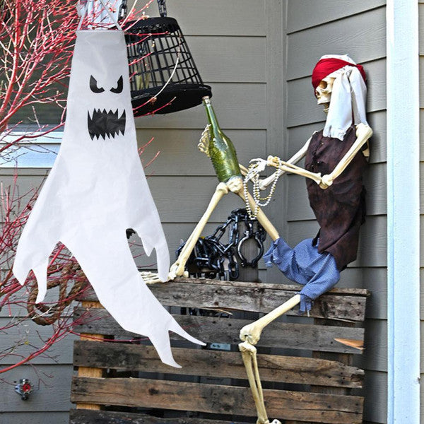 Hanging Fabric Ghost Halloween Decoration with LED or Plain Option, 47 Inches Tall
