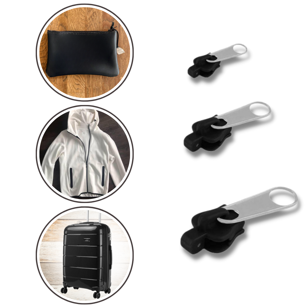 Zipper Slider Replacement Set with Aluminum Construction and Tool-Free Installation, 6 Sizes