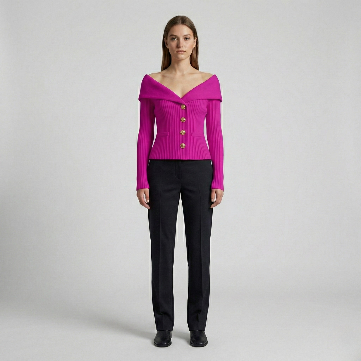 Ribbed Cotton Fitted Cardigan