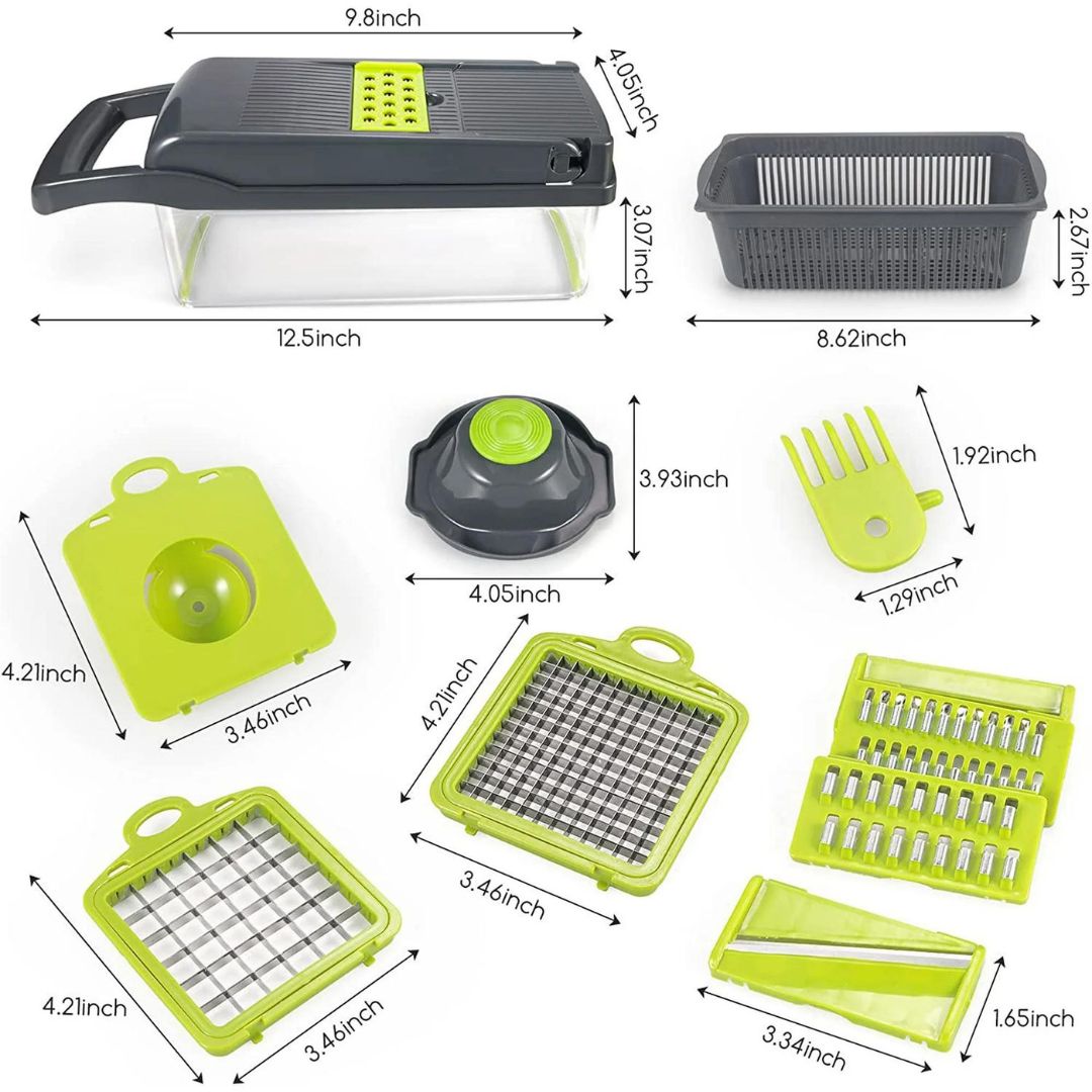 Multi Blade Vegetable Slicer with 18 Cutting Functions and Collection Container