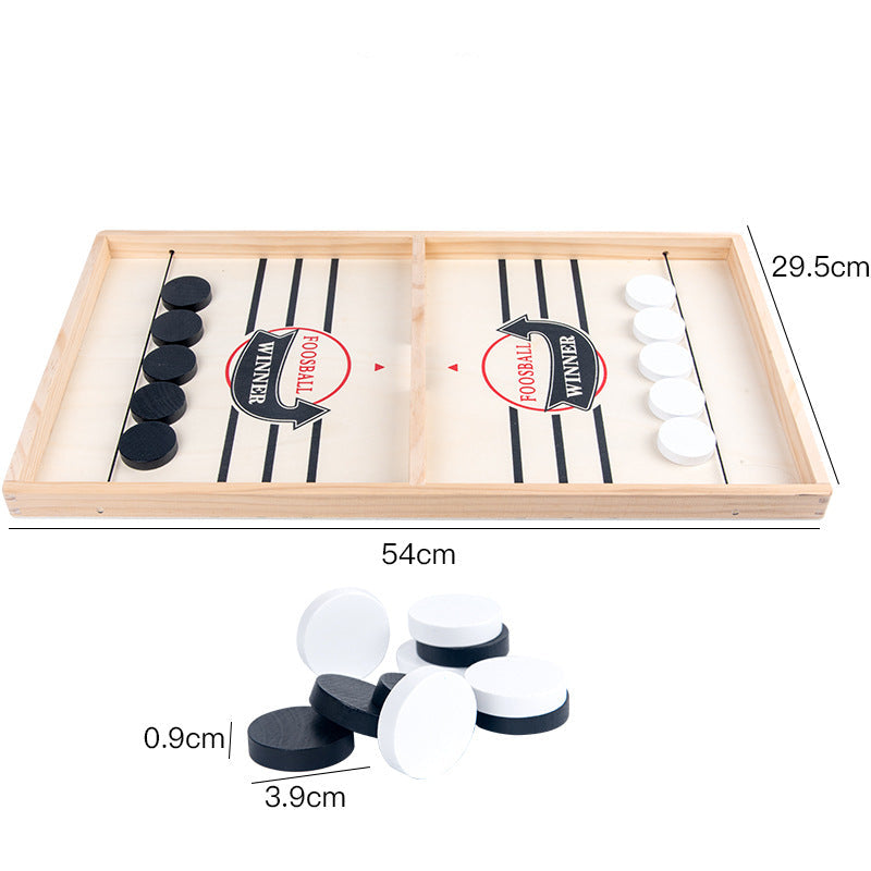 Wooden Fast Sling Puck Board Game with Elastic Band Launchers