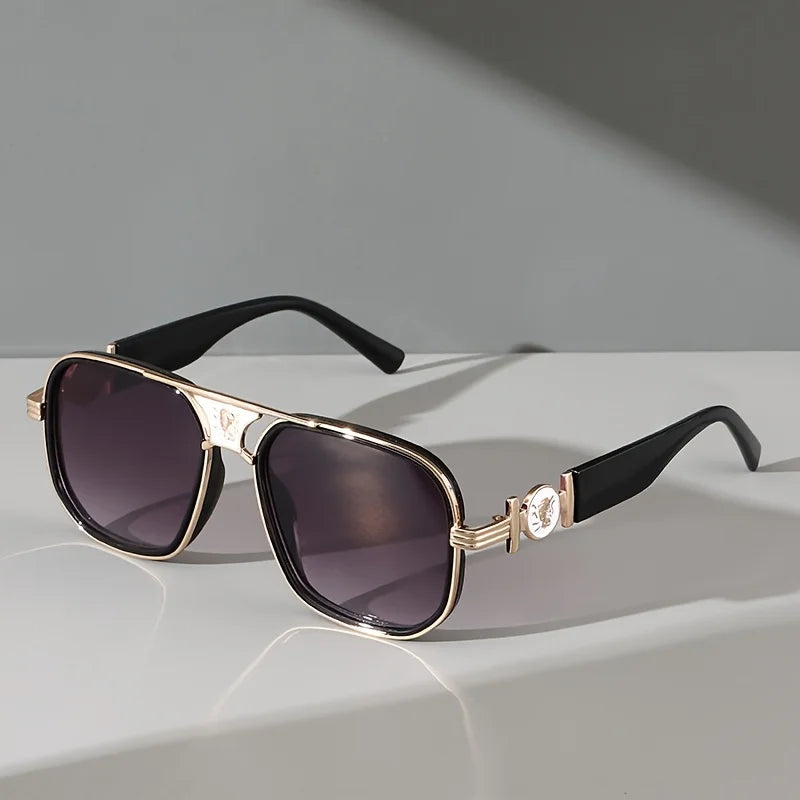 Sculpted Aviator Emblem Sunglasses