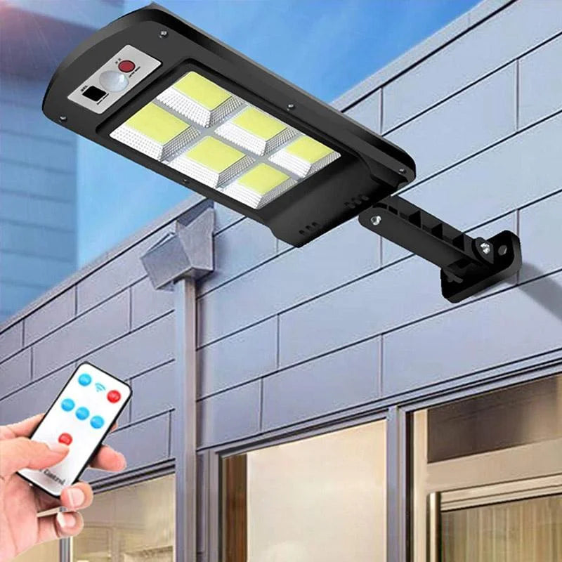 Solar Street Light with Motion Sensor and Remote Control, 360-Degree Lighting