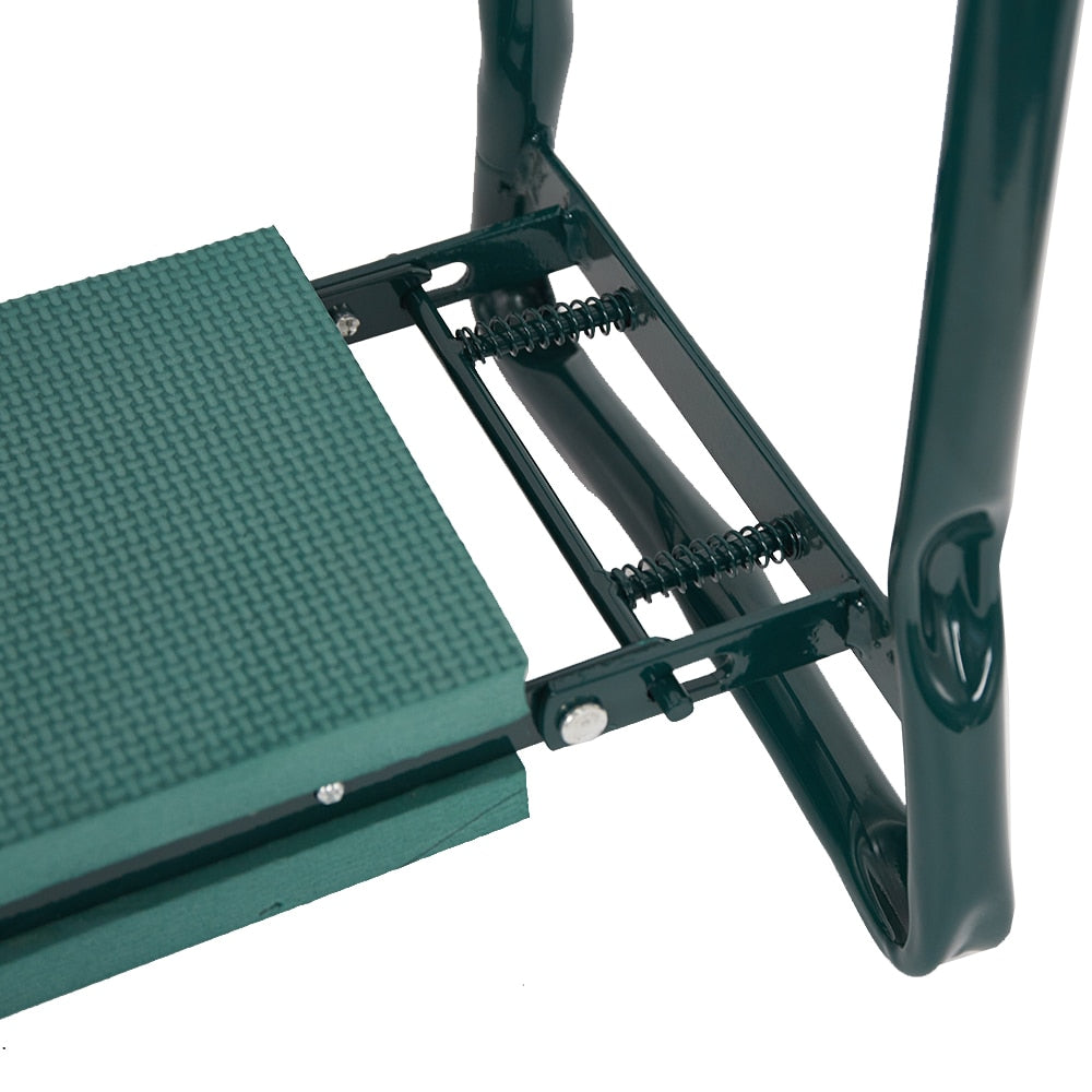 Garden Kneeler and Seat with Steel Handles and Tool Pouches, Converts to Sitting Position