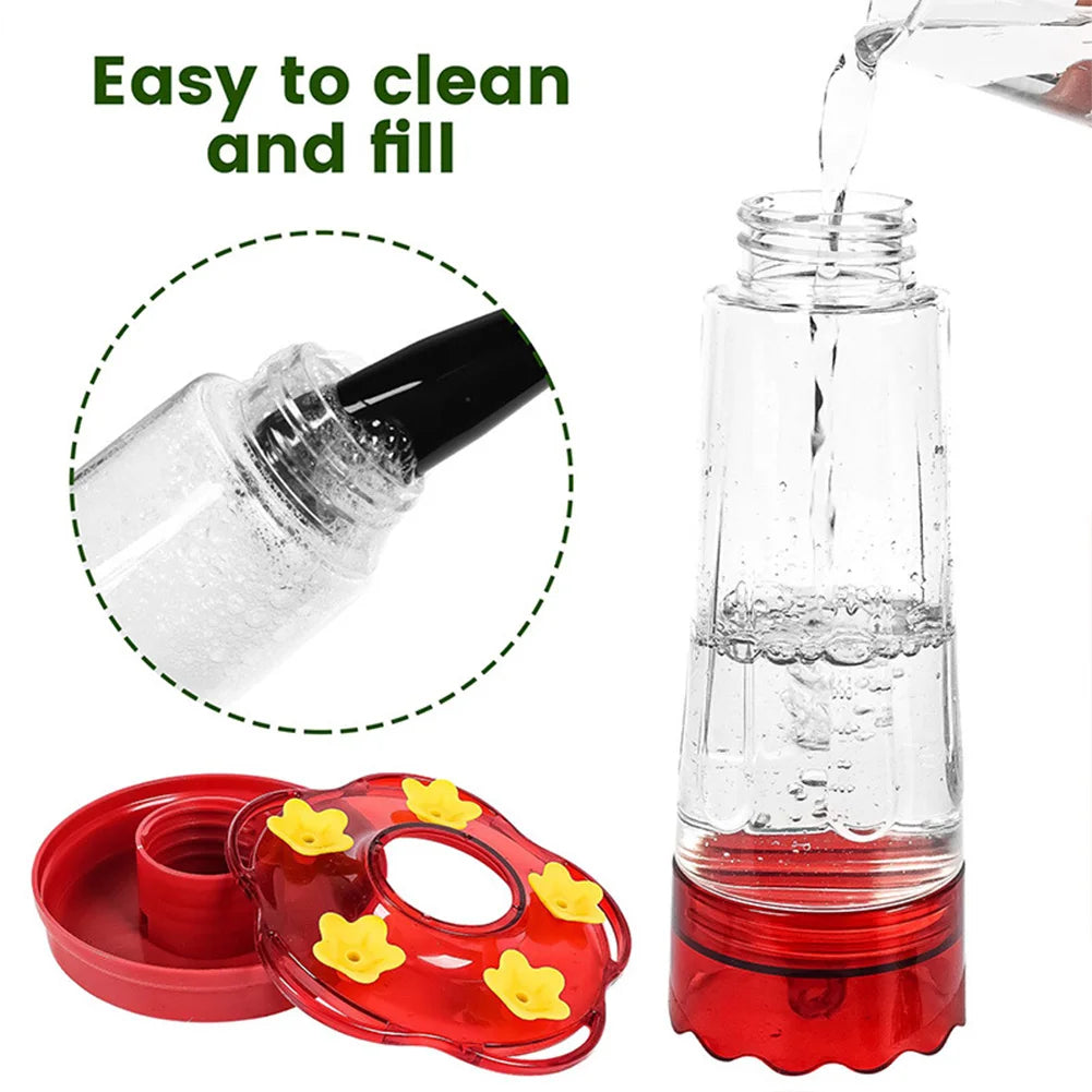 Red Hummingbird Feeder with Built-In Ant Moat and Metal Hook, 15 Ounce
