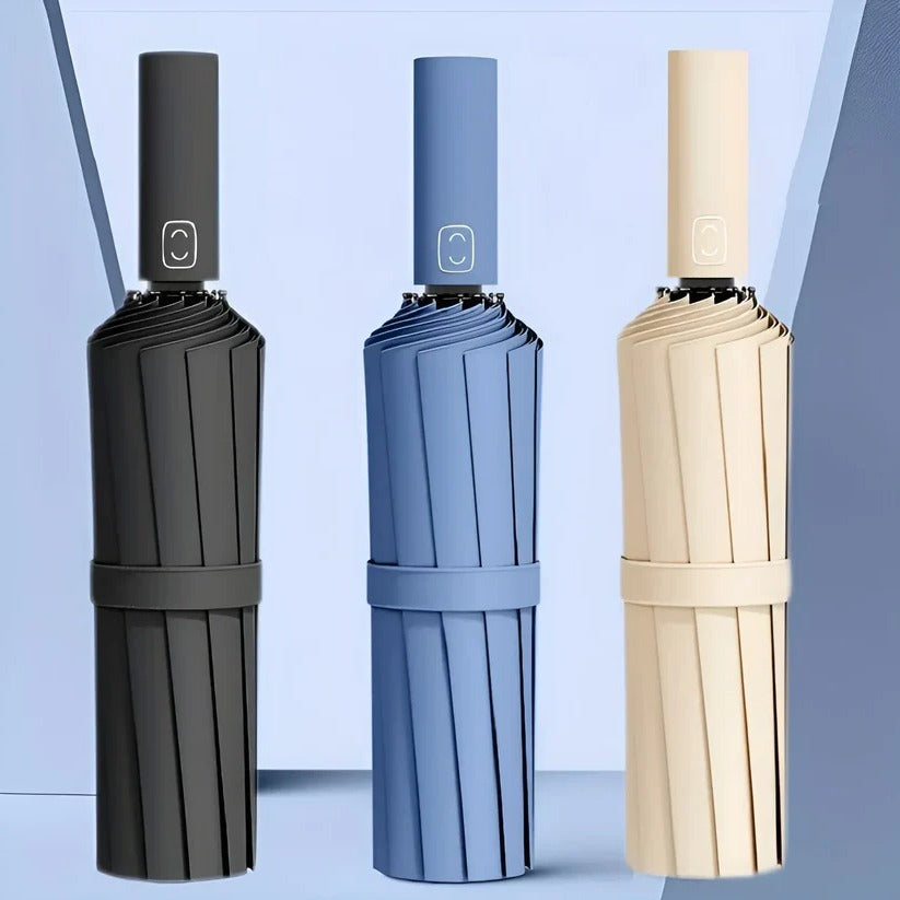 Manual Foldable Umbrella with Reinforced Frame and Rain Sun Coverage