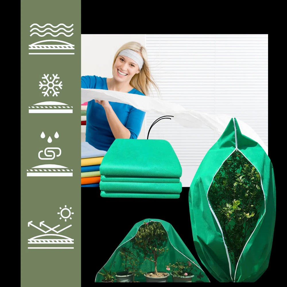 Winter Plant Cover with Zipper Closure and Drawstring Base, Breathable Protection Support