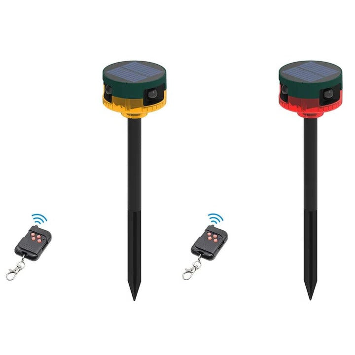 Motion Sensor Pest Deterrent with Solar Panel and LED Flash - 360 Degree Coverage