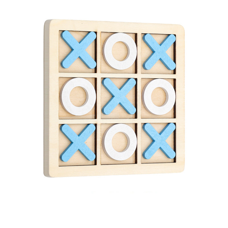 Solid Wood Noughts and Crosses Game with Natural Finish for Picnics Trips and Family Tables