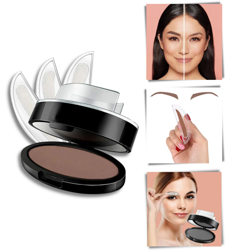 Eyebrow Stamp Kit with Right and Left Stamps and Application Sponge, 3 Shades