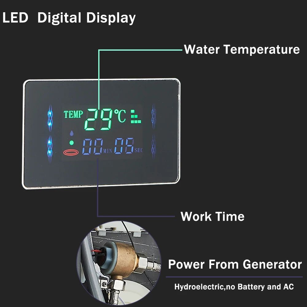 Multi-Mode Shower Column with LED Light and Digital Temperature Display