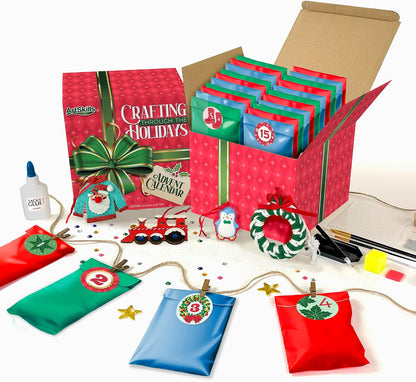 Twenty Five Bag Holiday Craft Box of Diamond Art, Paint by Number and Ornament Kits for Kids and Grown Ups