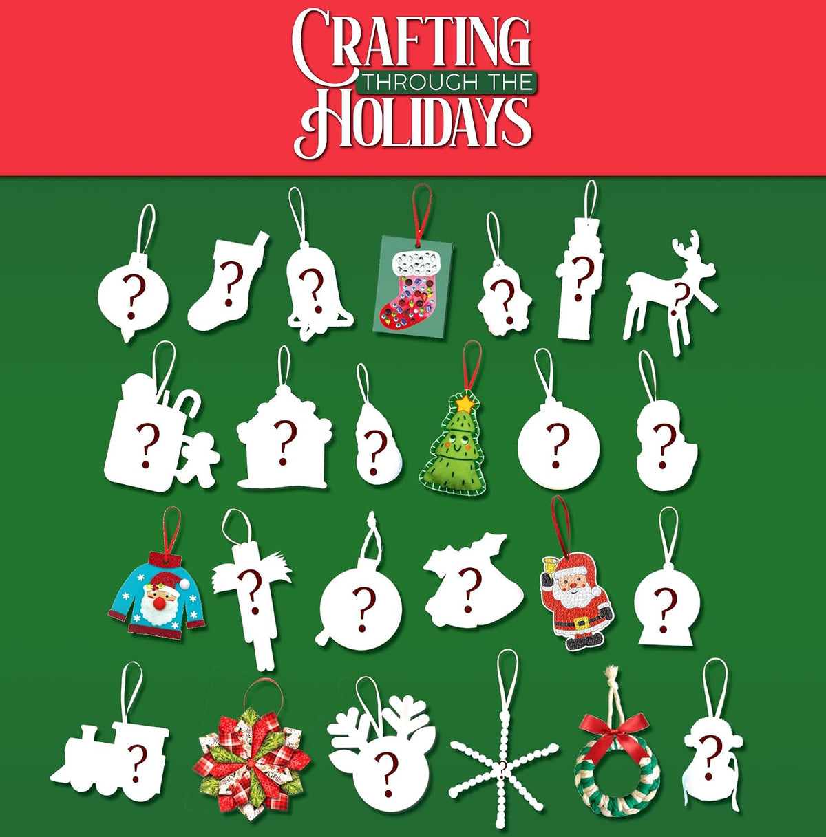 Twenty Five Bag Holiday Craft Box of Diamond Art, Paint by Number and Ornament Kits for Kids and Grown Ups