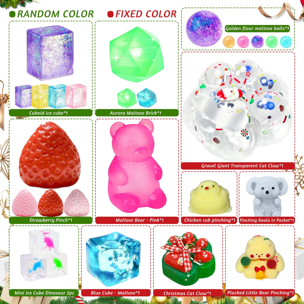 Daily Surprise Box with 24 Soft Squishy Toys in a Red Santa Box That Opens 23.8 Inches Wide