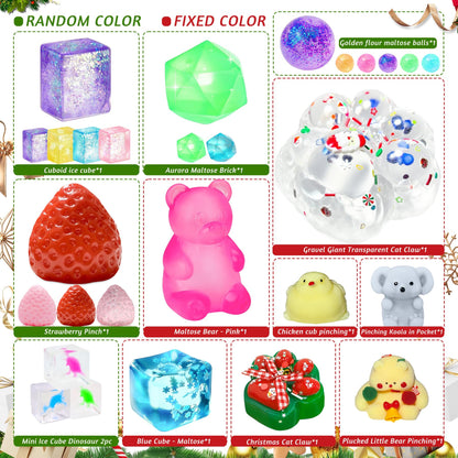 Daily Surprise Box with 24 Soft Squishy Toys in a Red Santa Box That Opens 23.8 Inches Wide
