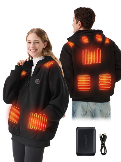 Fleece Lined Heated Hoodie with Nine Warming Zones and Power Bank for Cold Weather