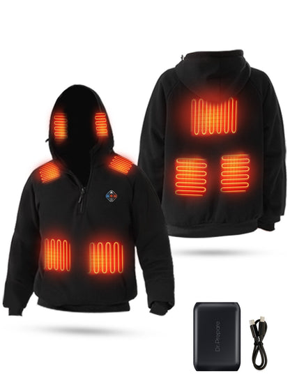 Fleece Lined Heated Hoodie with Nine Warming Zones and Power Bank for Cold Weather