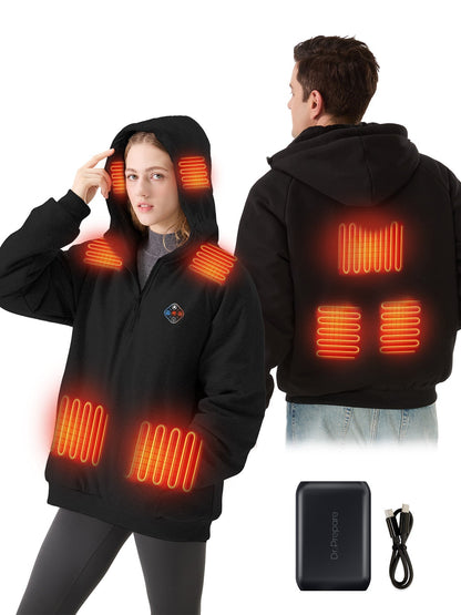Fleece Lined Heated Hoodie with Nine Warming Zones and Power Bank for Cold Weather