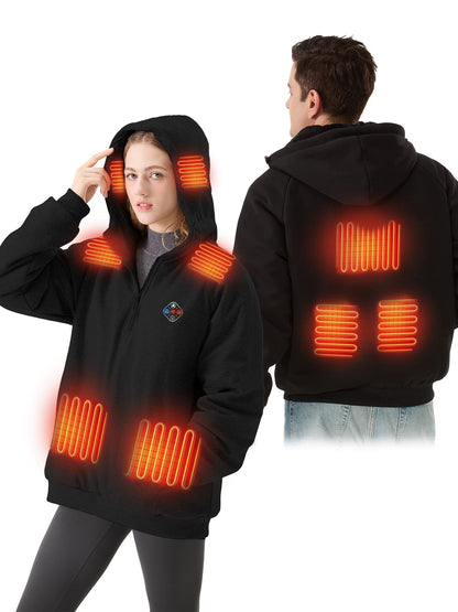 Fleece Lined Heated Hoodie with Nine Warming Zones and Power Bank for Cold Weather