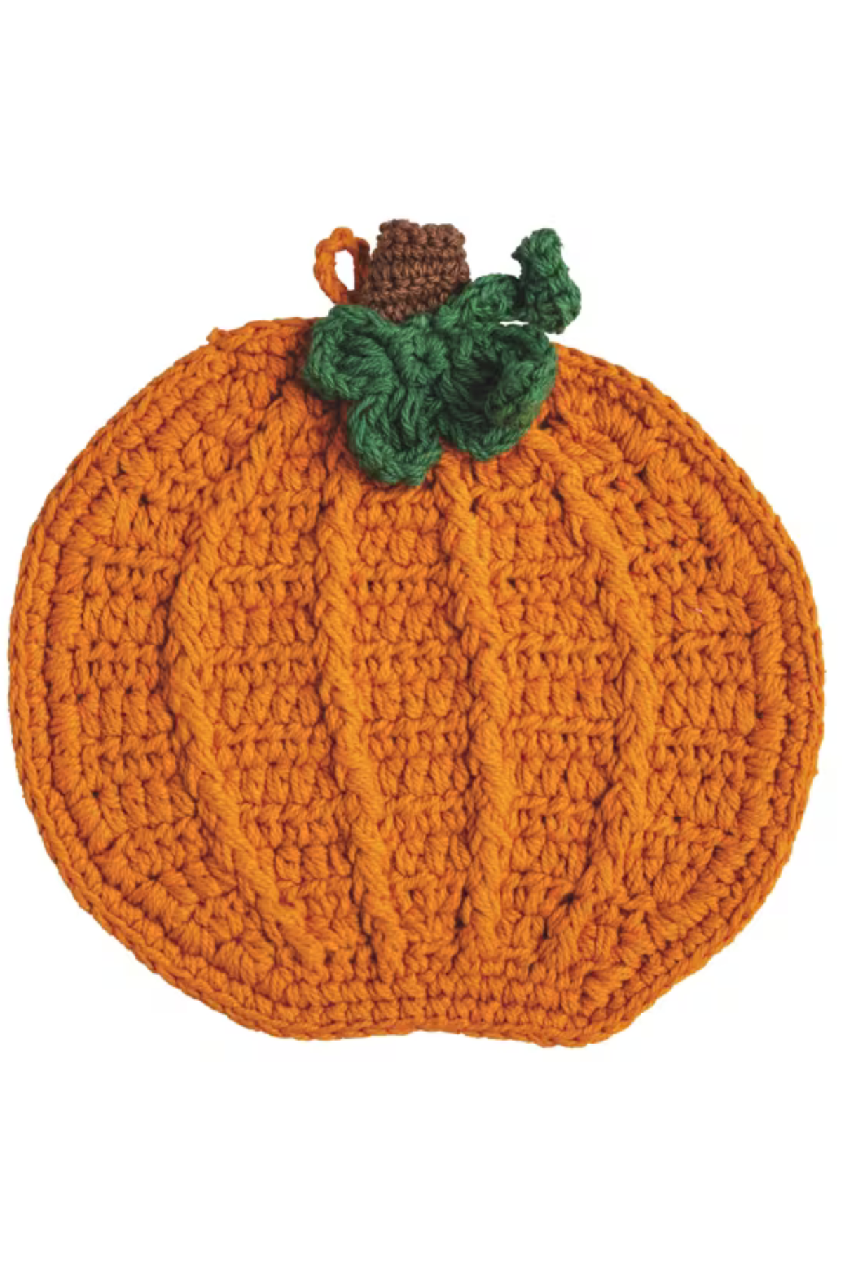 Pumpkin-Shaped Cotton Trivet with Crocheted Heat-Resistant Surface