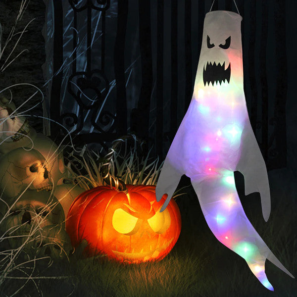 Hanging Fabric Ghost Halloween Decoration with LED or Plain Option, 47 Inches Tall