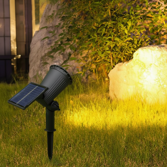Outdoor LED Spotlight with 9 Color Modes and Adjustable 90 Degree Tilt, Solar Powered