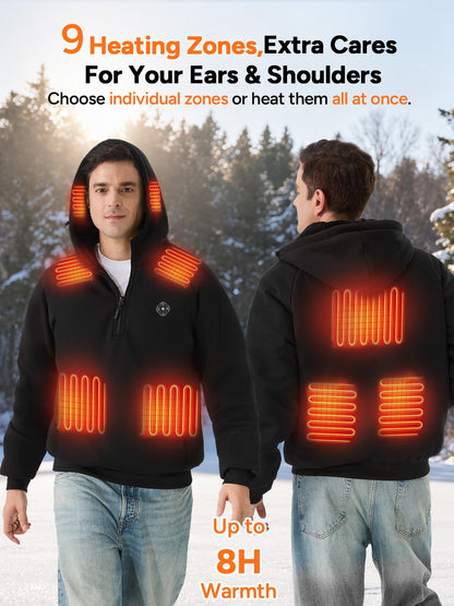 Fleece Lined Heated Hoodie with Nine Warming Zones and Power Bank for Cold Weather