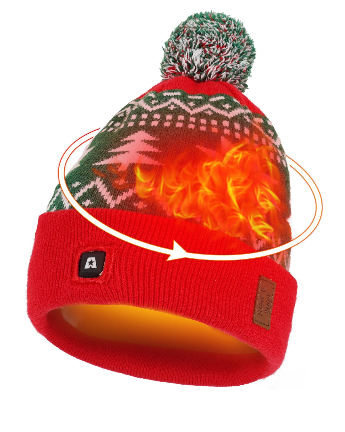 Cordless Heated Winter Knit Hat with Dual Ear Pads and 3 Warmth Settings for Outdoor Wear