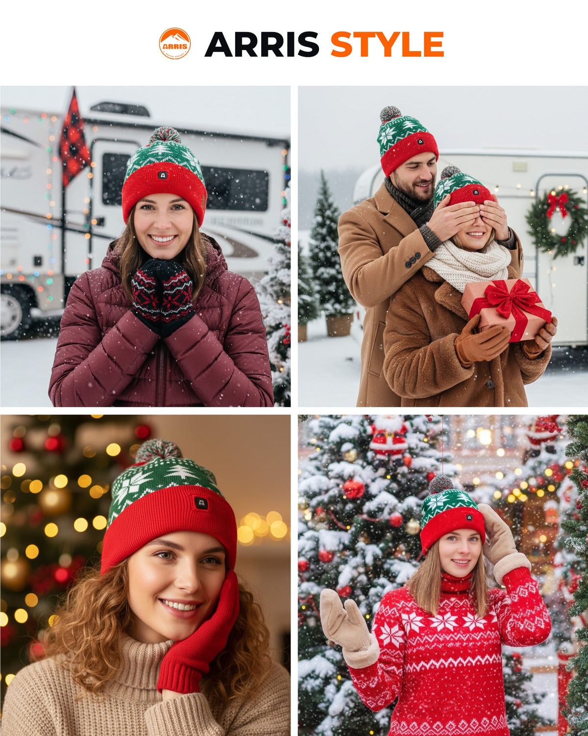 Cordless Heated Winter Knit Hat with Dual Ear Pads and 3 Warmth Settings for Outdoor Wear
