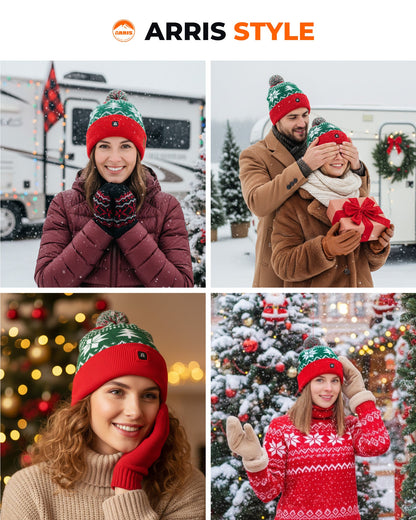 Cordless Heated Winter Knit Hat with Dual Ear Pads and 3 Warmth Settings for Outdoor Wear