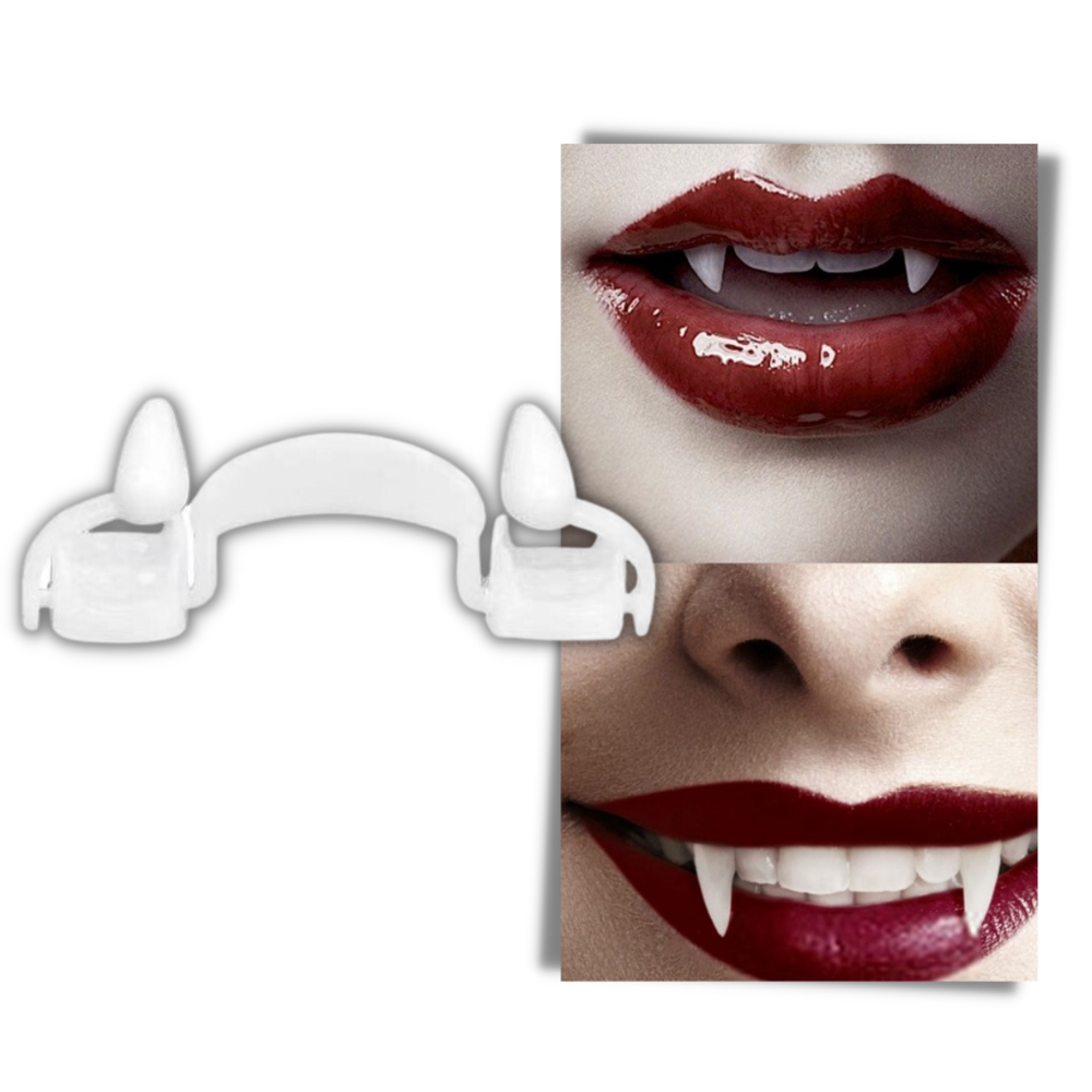 Retractable Vampire Fangs with Storage Case for Halloween Costumes and Dress Up Parties