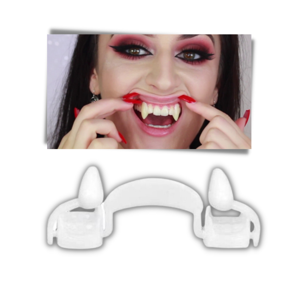 Retractable Vampire Fangs with Storage Case for Halloween Costumes and Dress Up Parties