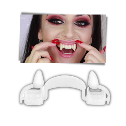 Retractable Vampire Fangs with Storage Case for Halloween Costumes and Dress Up Parties