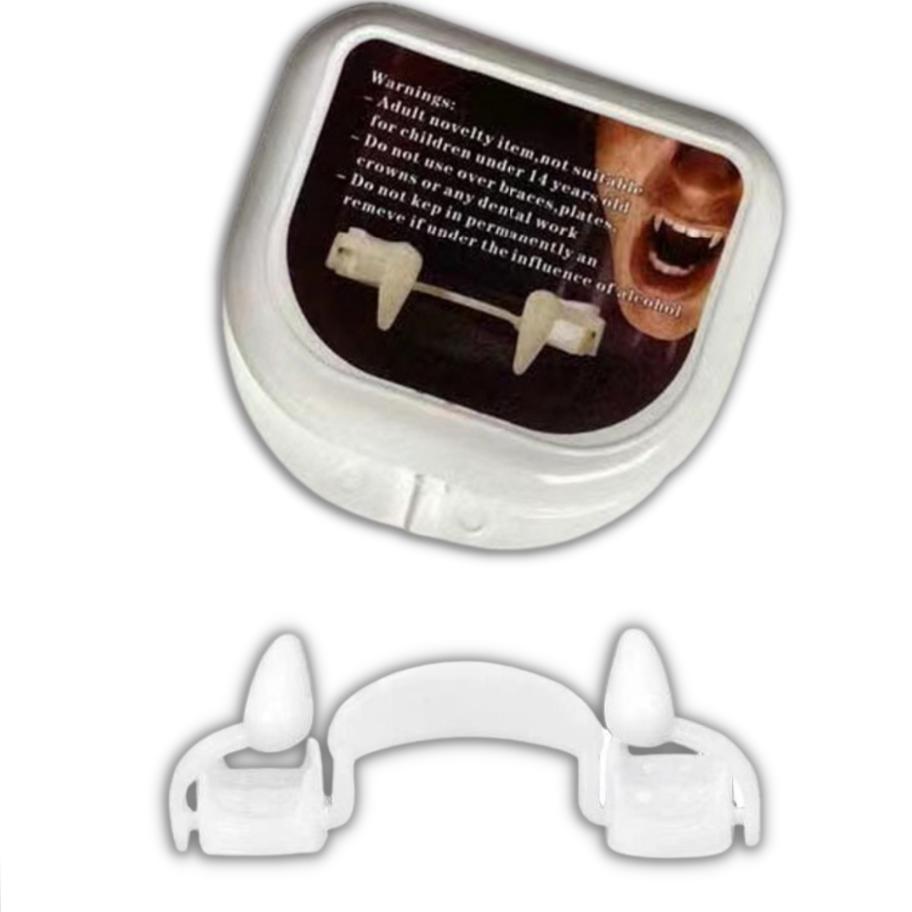 Retractable Vampire Fangs with Storage Case for Halloween Costumes and Dress Up Parties