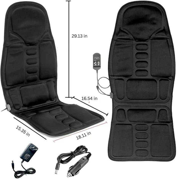 Vibrating Back Massage Pad with Heat Function and Dual Power Adapters