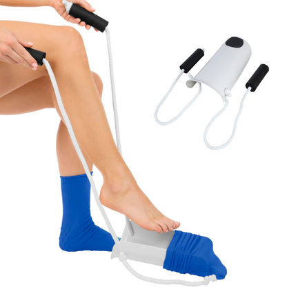 Sock Aid with Extended Handles and Sponge Grip Padding for Seated Dressing