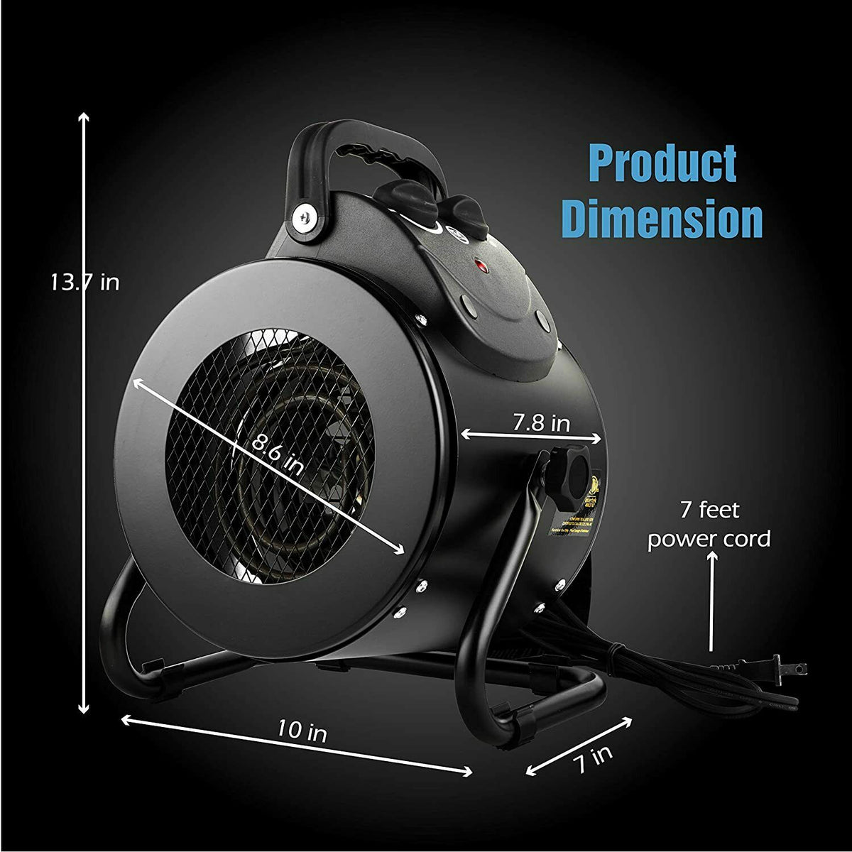 Electric Heater with Dual Fan and Thermostat Control for Greenhouse, 1500W