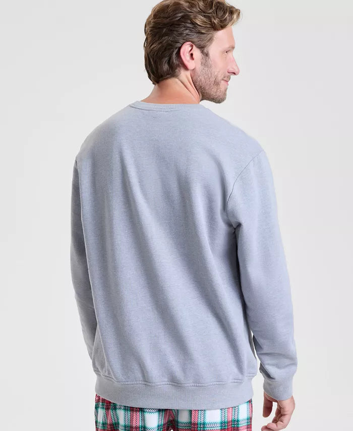 Merry Plaid Applique Pullover Sweatshirt That Reaches the Hips with Roomy Fit and Soft Stretch