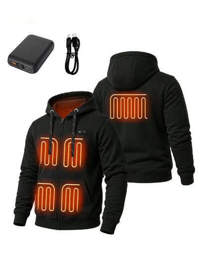 Heated Zip Hoodie with Five Warming Zones and Dual Zone Controls for Cold Weather