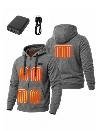 Heated Zip Hoodie with Five Warming Zones and Dual Zone Controls for Cold Weather