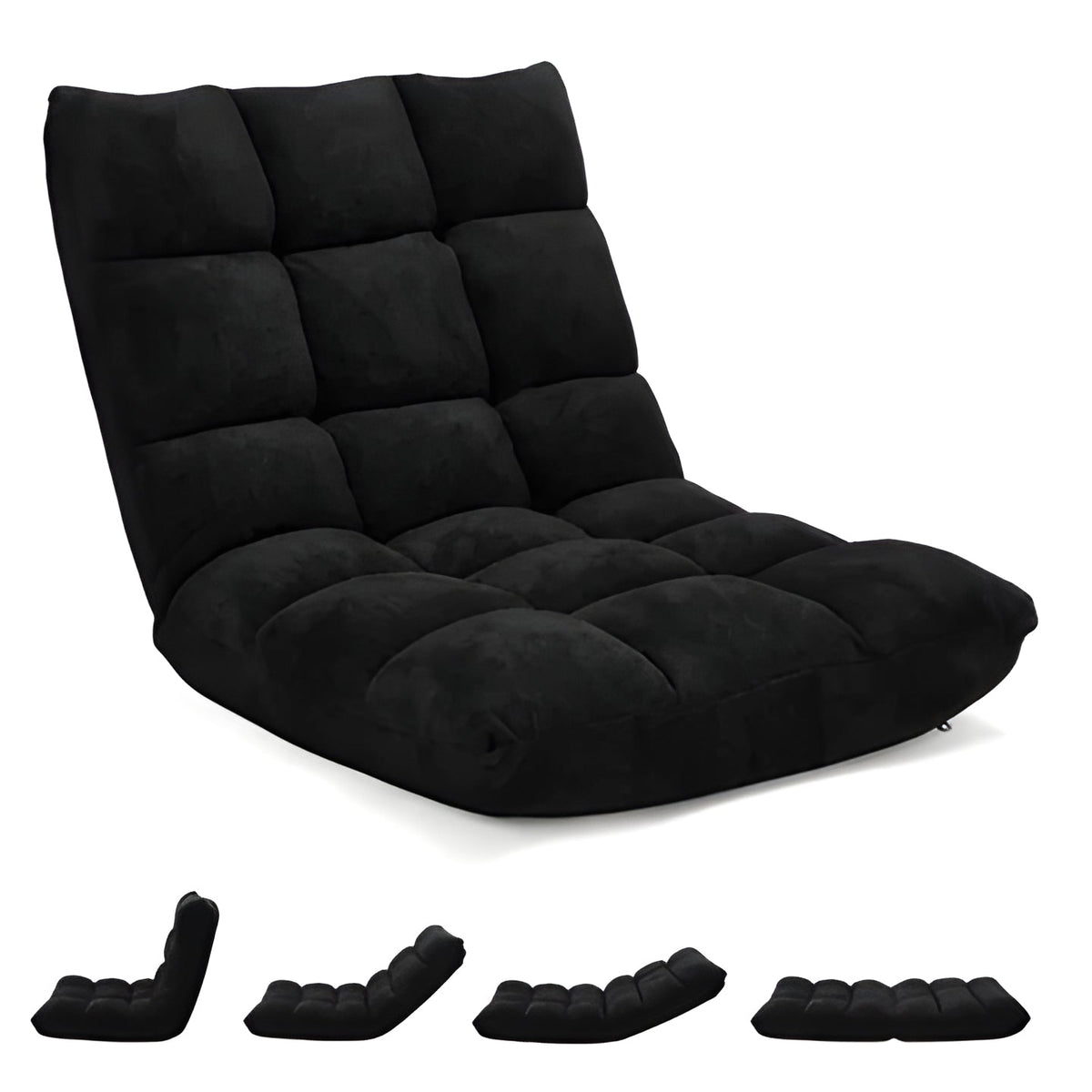 14 Position Adjustable Floor Chair with Thick Cushion, Steel Frame, and Removable Cover