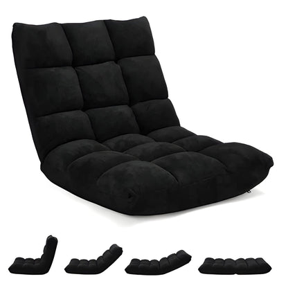 14 Position Adjustable Floor Chair with Thick Cushion, Steel Frame, and Removable Cover