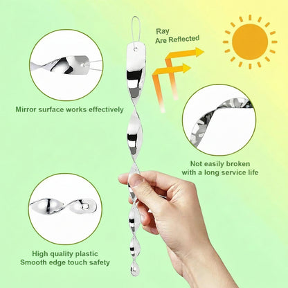 Spinning Reflective Rod for Bird Deterrent with Rope Hanging