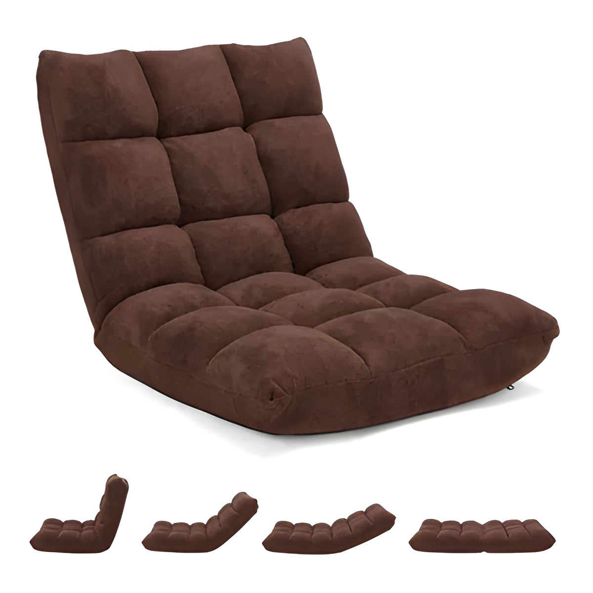 14 Position Adjustable Floor Chair with Thick Cushion, Steel Frame, and Removable Cover
