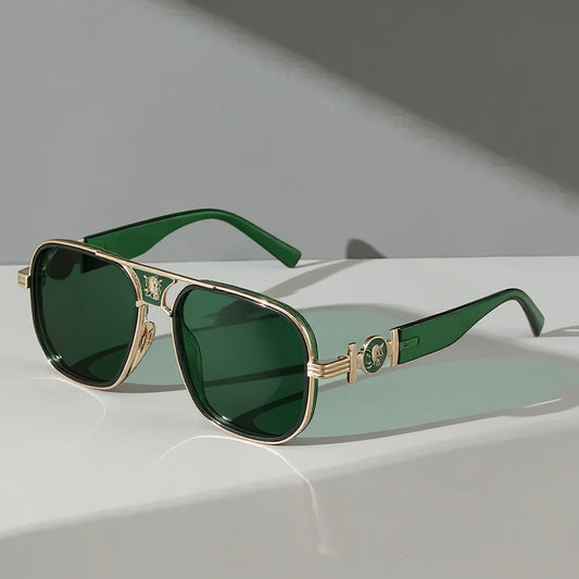 Sculpted Aviator Emblem Sunglasses