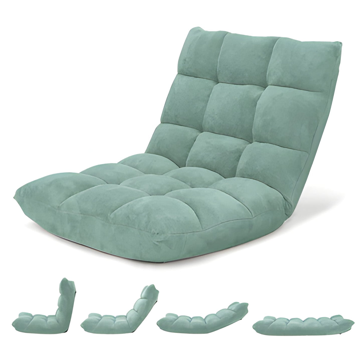 14 Position Adjustable Floor Chair with Thick Cushion, Steel Frame, and Removable Cover