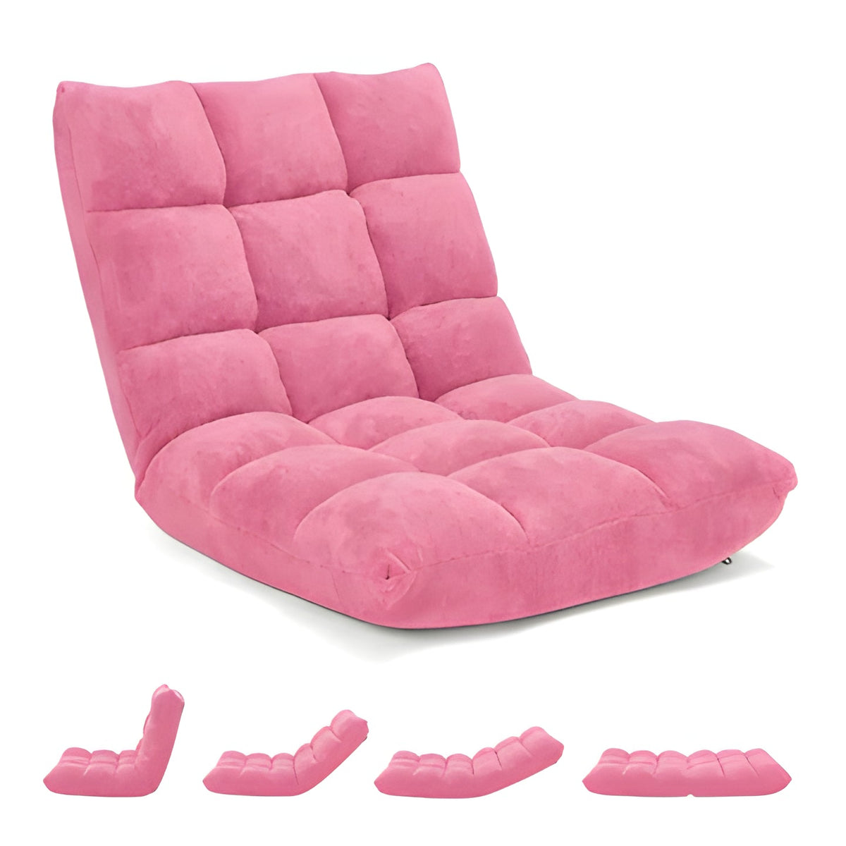 14 Position Adjustable Floor Chair with Thick Cushion, Steel Frame, and Removable Cover