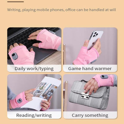 Heated Fingerless Gloves with 1800 mAh Battery, Three Heat Levels and Charging Cable in Pink or Black