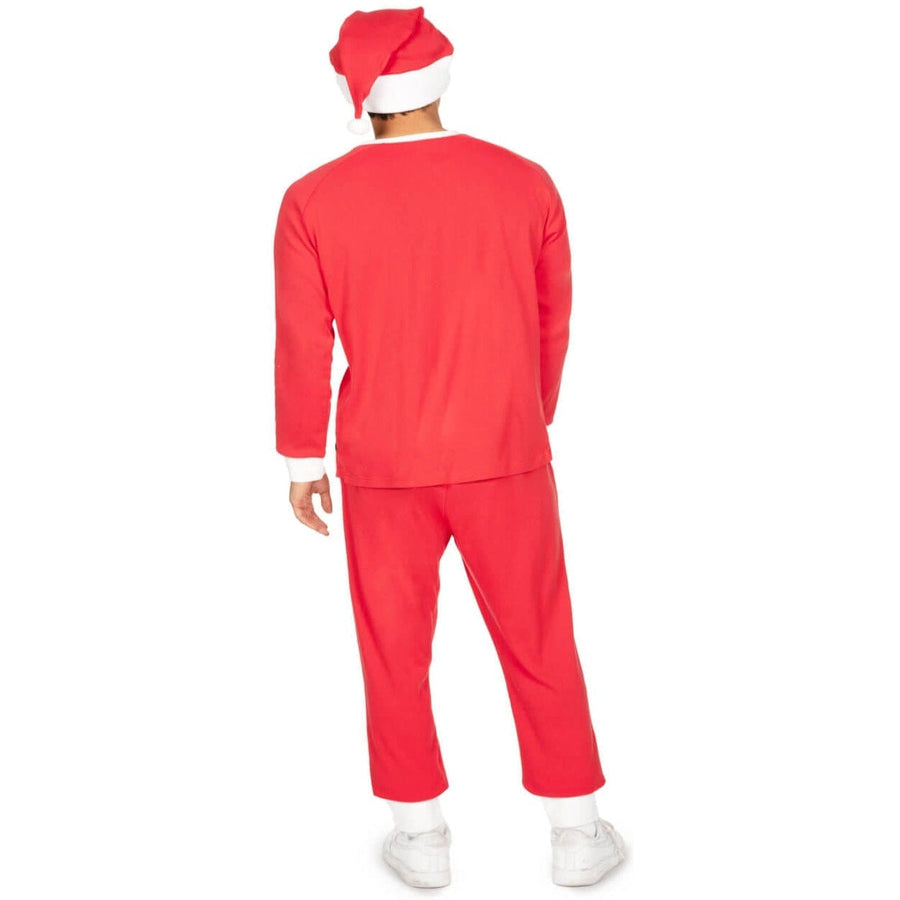 Mens Red Santa Squad Pajama Set with Crew Neck Top and Pocketed Drawstring Pants