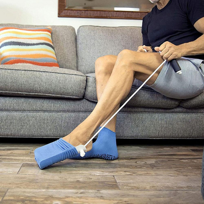 Sock Aid with Extended Handles and Sponge Grip Padding for Seated Dressing